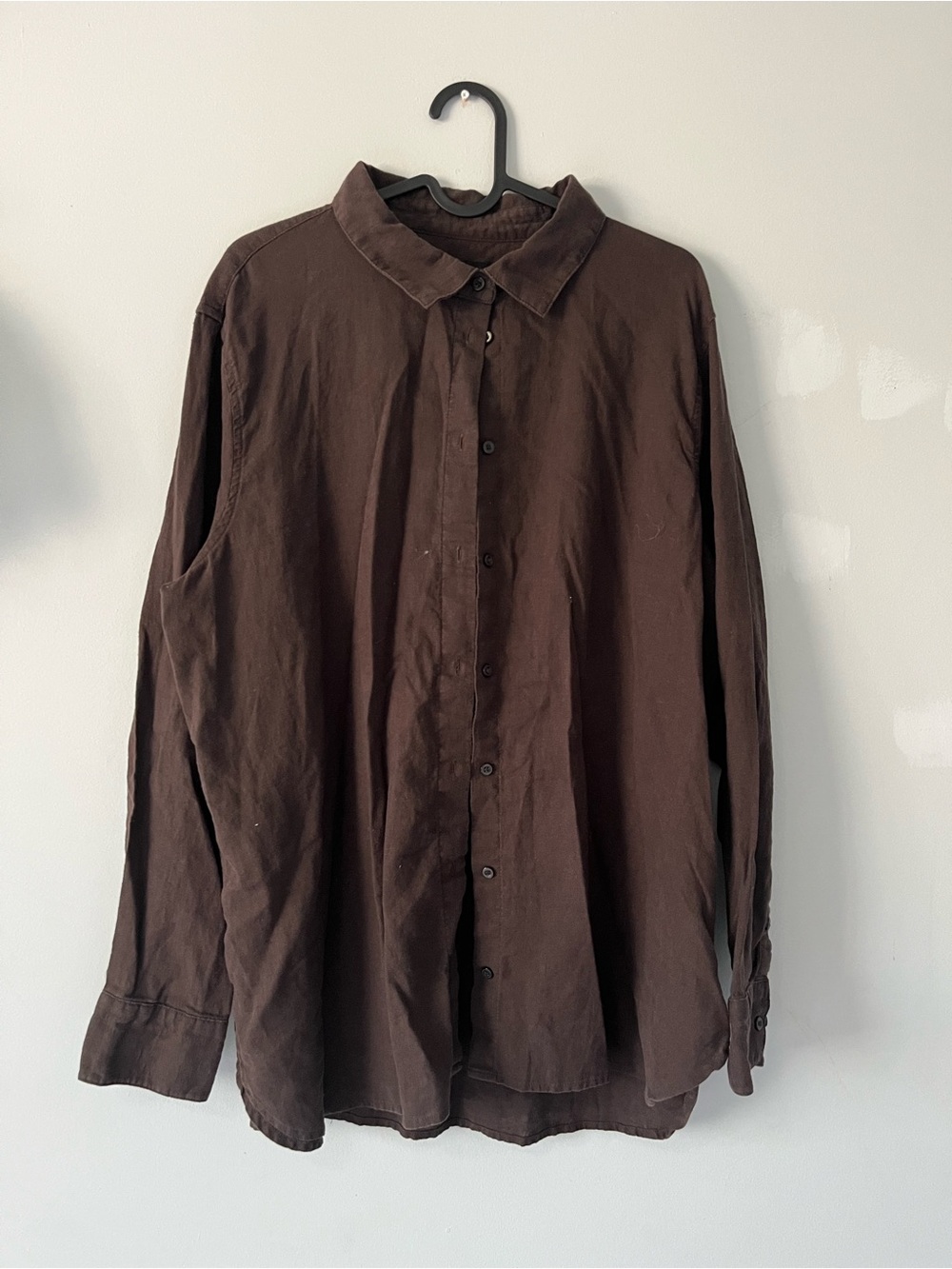 Banana Republic Womens Linen blend swimsuit cover Dark Brown Button-Down Shirt